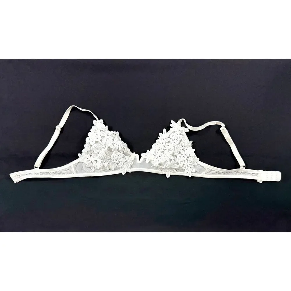 White Triangle Lace Bralette Sz S